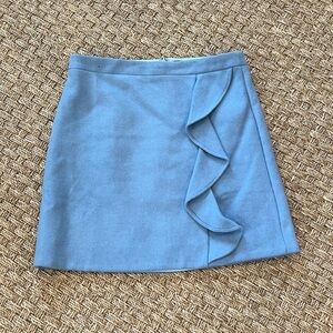 J.Crew Blue Wool Skirt with Ruffle Detail